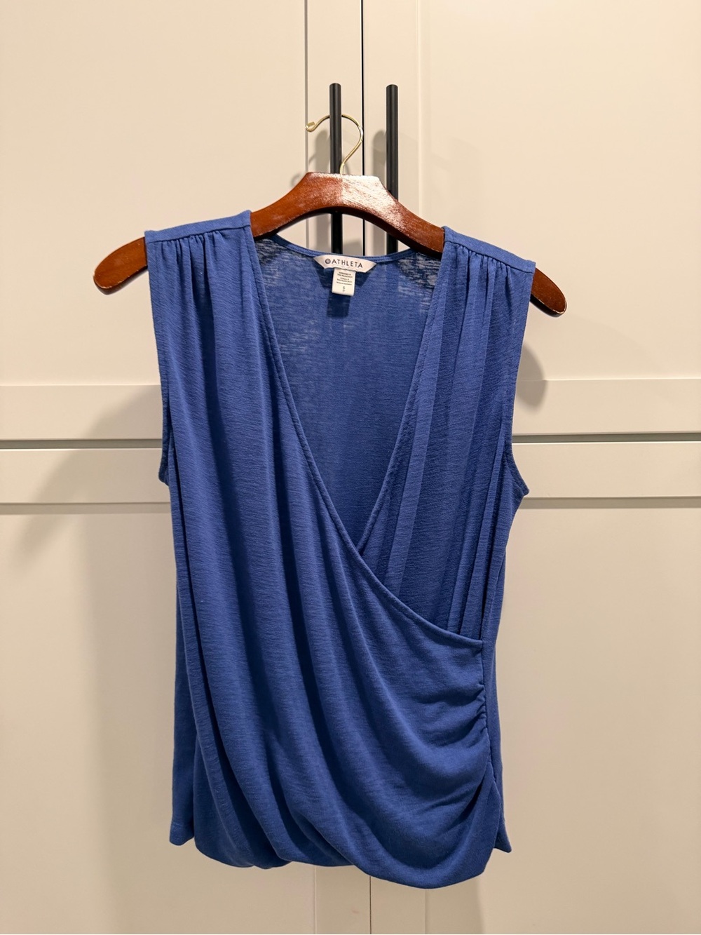 Athleta Breezy Wrap Tank Small Blue Draped V-Neck Top